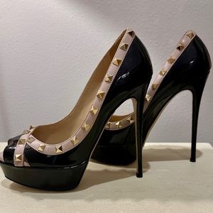 Valentino Rockstud Peep-toe Heels